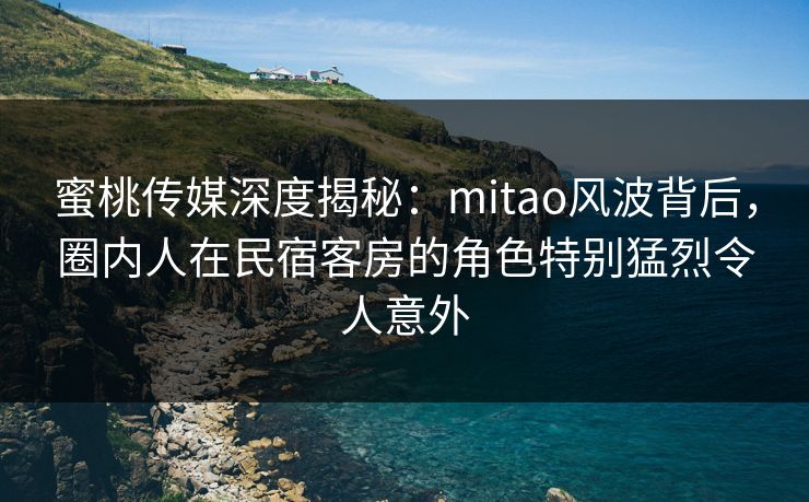 蜜桃传媒深度揭秘：mitao风波背后，圈内人在民宿客房的角色特别猛烈令人意外