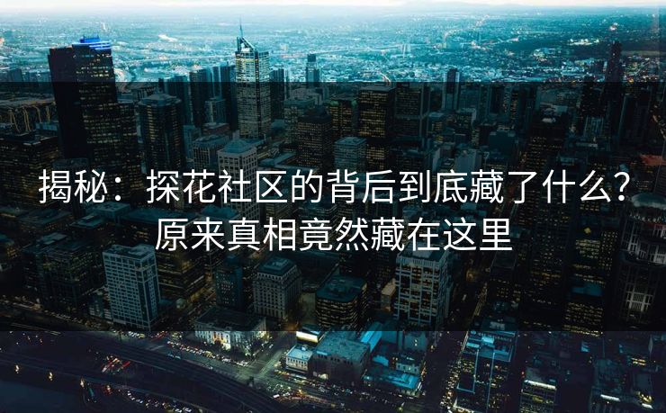 揭秘：探花社区的背后到底藏了什么？原来真相竟然藏在这里
