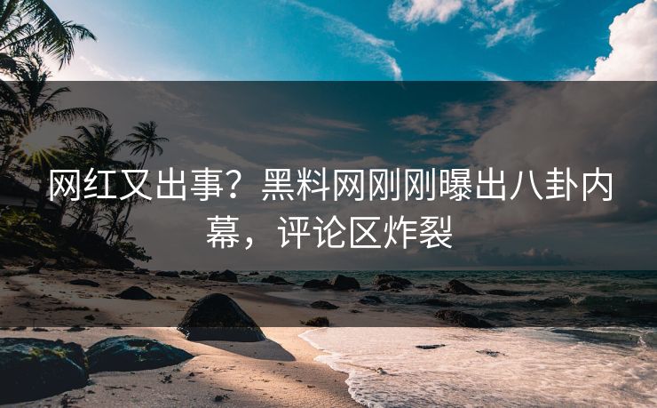 网红又出事？黑料网刚刚曝出八卦内幕，评论区炸裂