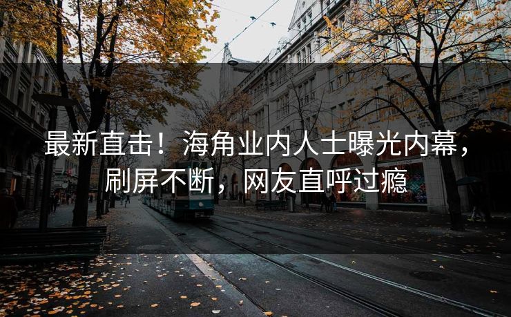 最新直击！海角业内人士曝光内幕，刷屏不断，网友直呼过瘾