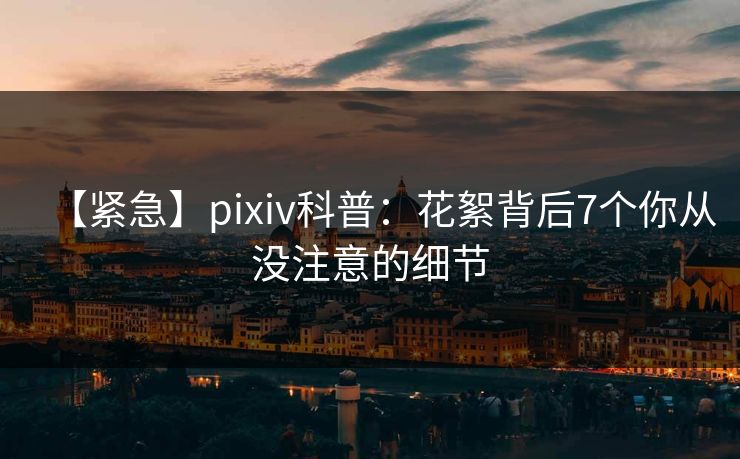 【紧急】pixiv科普：花絮背后7个你从没注意的细节
